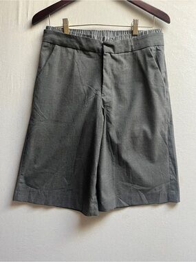 Zara Double Waistband Grey Tailored Trouser Bermuda Shorts Size M